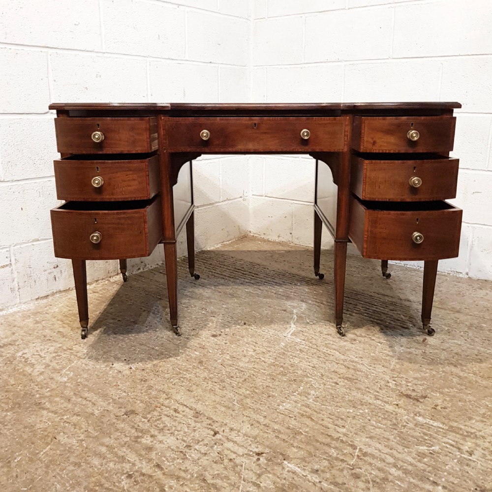 ANTIQUE EDWARDIAN REGENCY MAHOGANY SERPENTINE FRONT WRITING DESK C1900  View IV