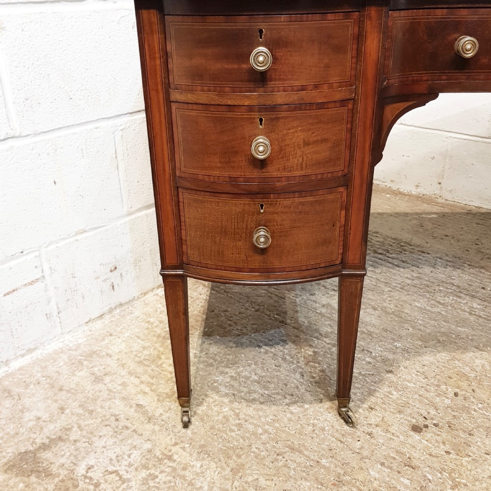 ANTIQUE EDWARDIAN REGENCY MAHOGANY SERPENTINE FRONT WRITING DESK C1900  View VIII