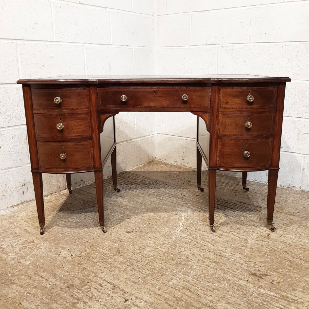 ANTIQUE EDWARDIAN REGENCY MAHOGANY SERPENTINE FRONT WRITING DESK C1900  View IX