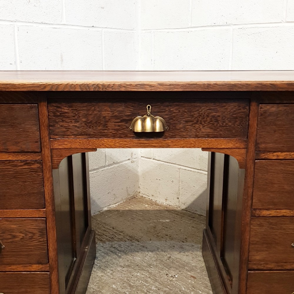 ANTIQUE VICTORIAN OAK TWIN PEDESTAL DESK C1890 View VIII