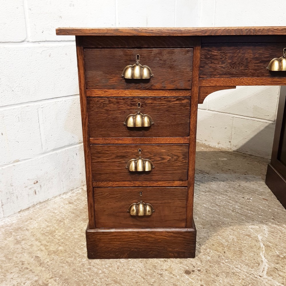 ANTIQUE VICTORIAN OAK TWIN PEDESTAL DESK C1890 View IX
