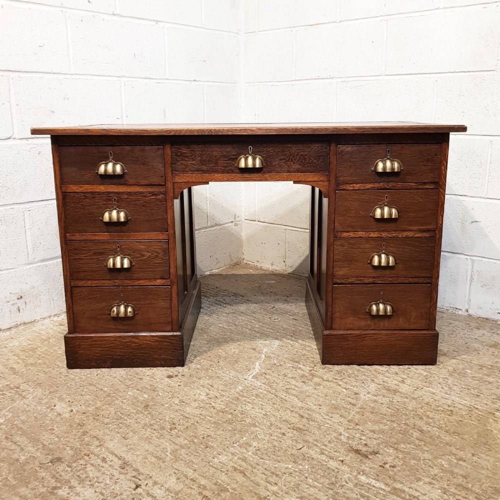 ANTIQUE VICTORIAN OAK TWIN PEDESTAL DESK C1890 View X