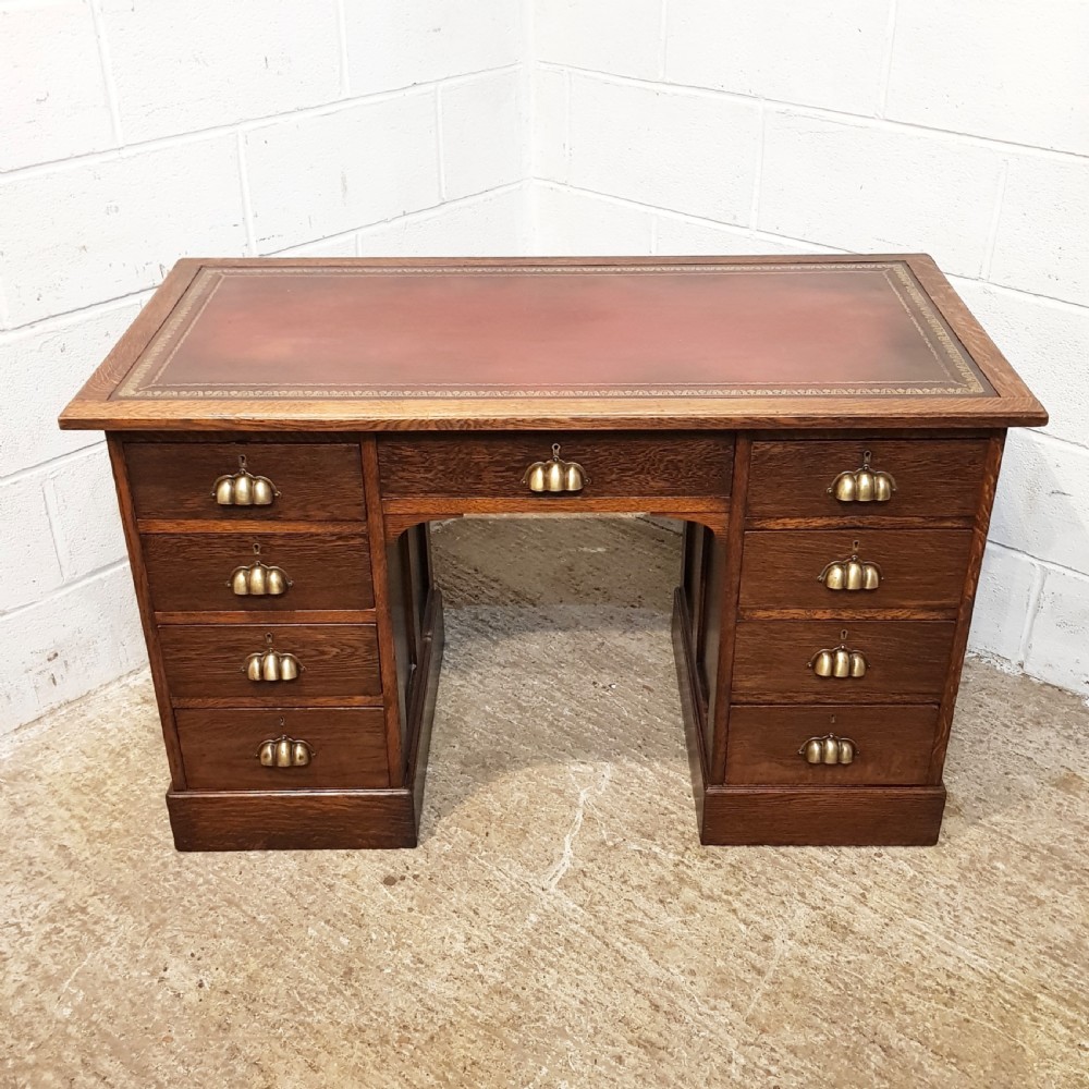 ANTIQUE VICTORIAN OAK TWIN PEDESTAL DESK C1890 View XI