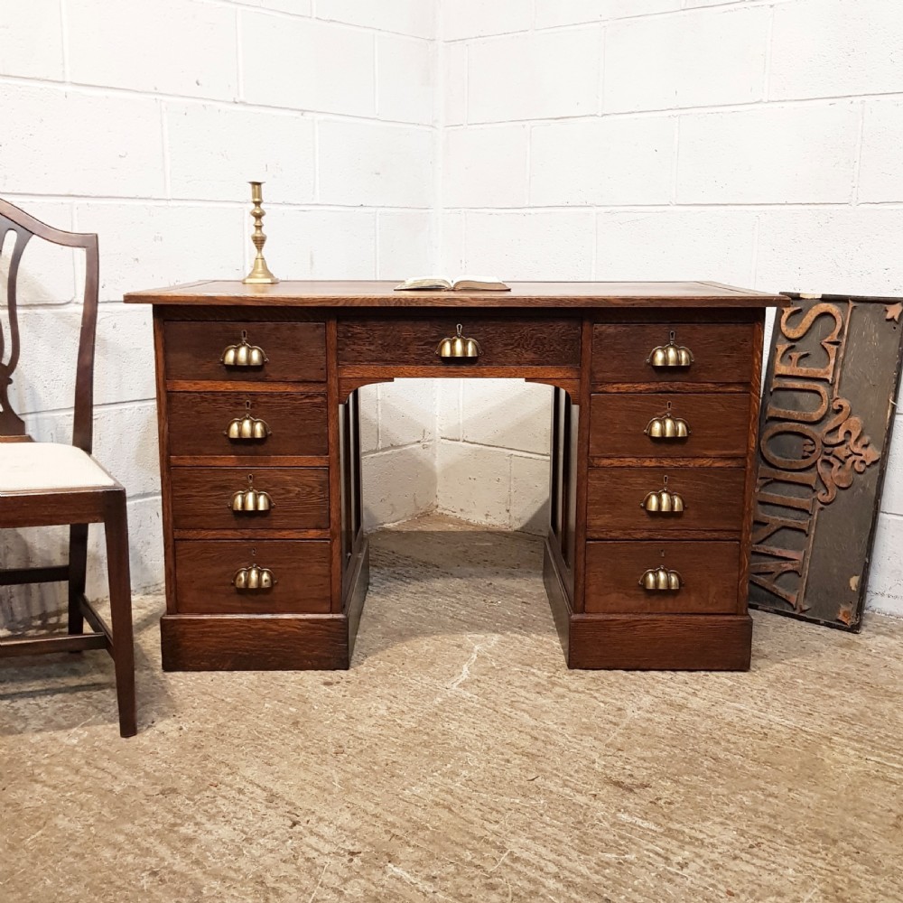 ANTIQUE VICTORIAN OAK TWIN PEDESTAL DESK C1890 View XII