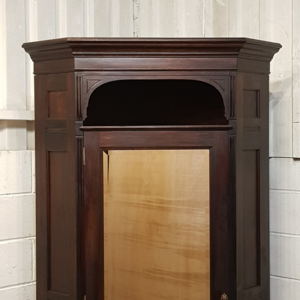 ANTIQUE EDWARDIAN MAHOGANY CORNER WARDROBE C1900  View V