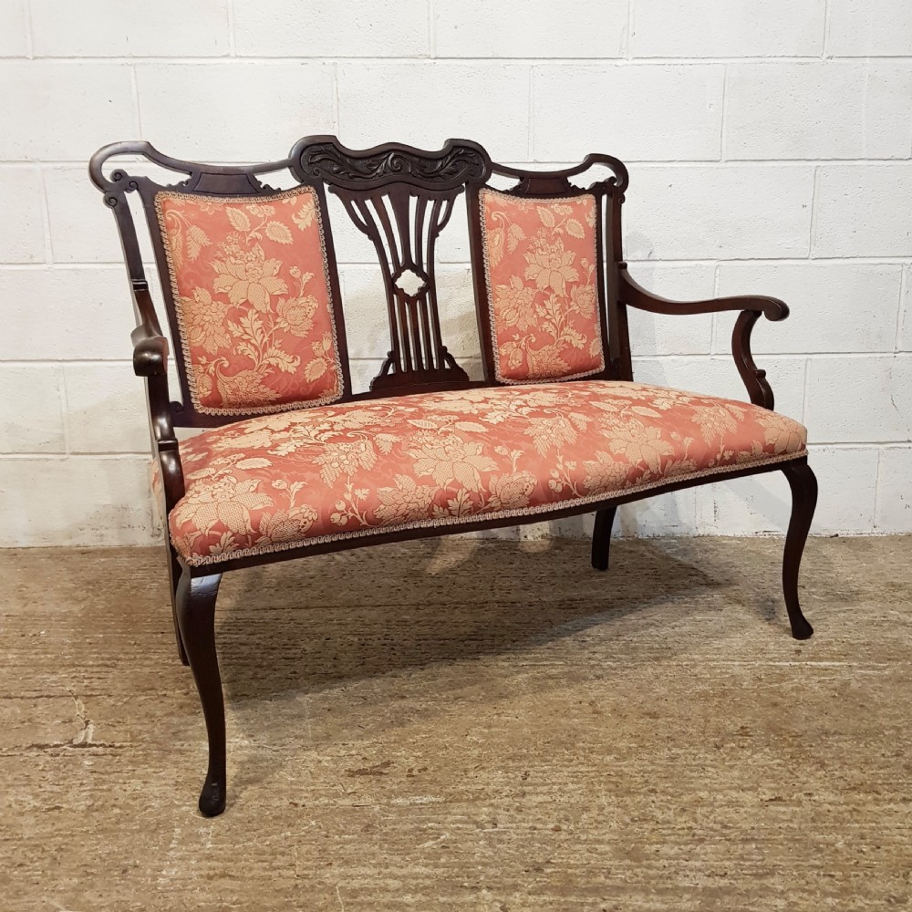 ANTIQUE EDWARDIAN MAHOGANY ART NOUVEAU SALON SOFA C1890