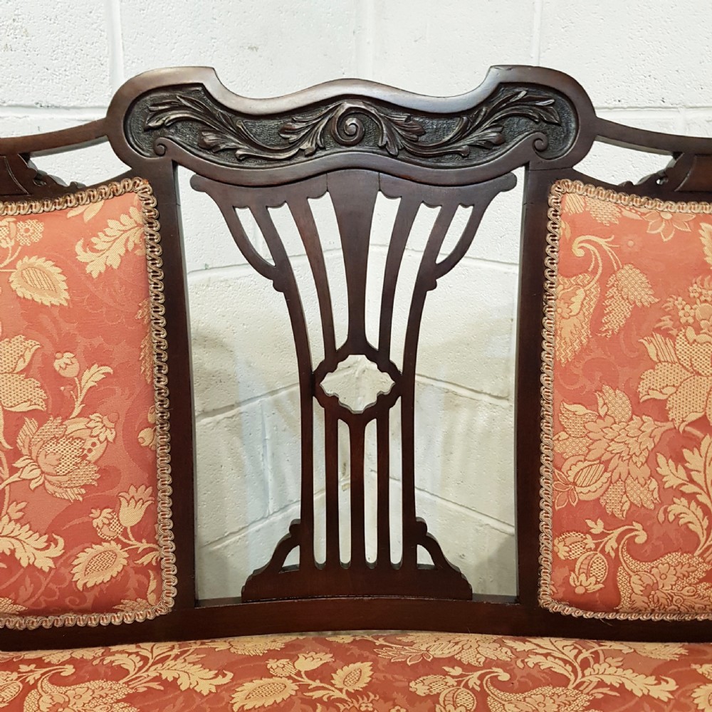 ANTIQUE EDWARDIAN MAHOGANY ART NOUVEAU SALON SOFA C1890 View IV