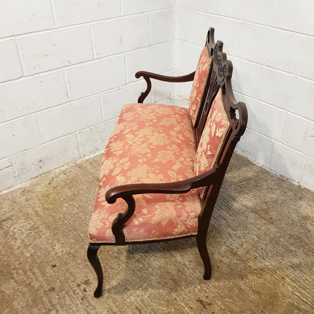 ANTIQUE EDWARDIAN MAHOGANY ART NOUVEAU SALON SOFA C1890 View V