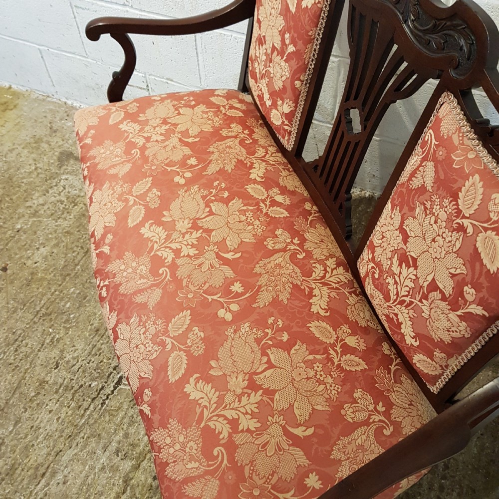 ANTIQUE EDWARDIAN MAHOGANY ART NOUVEAU SALON SOFA C1890 View VI