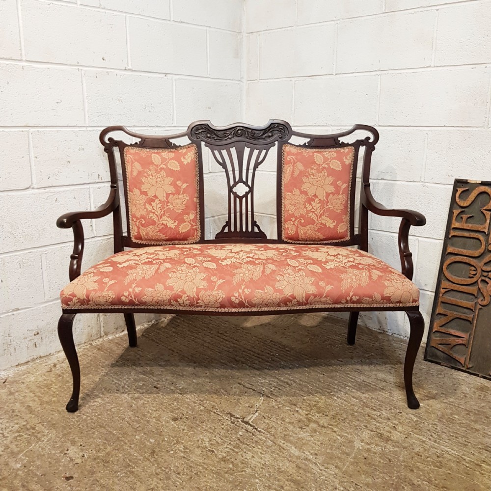 ANTIQUE EDWARDIAN MAHOGANY ART NOUVEAU SALON SOFA C1890 View VIII