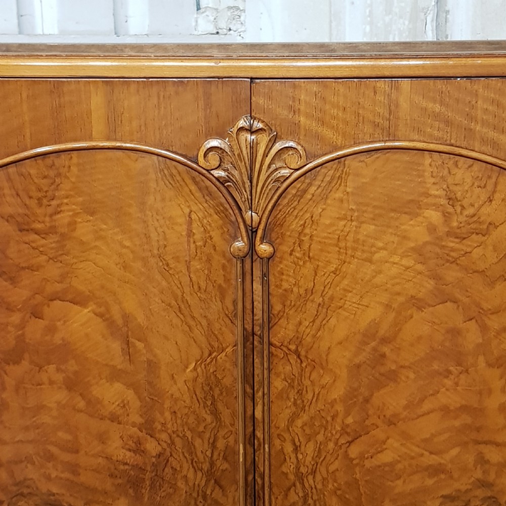 ANTIQUE ART DECO BURR WALNUT GENTLEMANS FITTED WARDROBE C1920 View IV