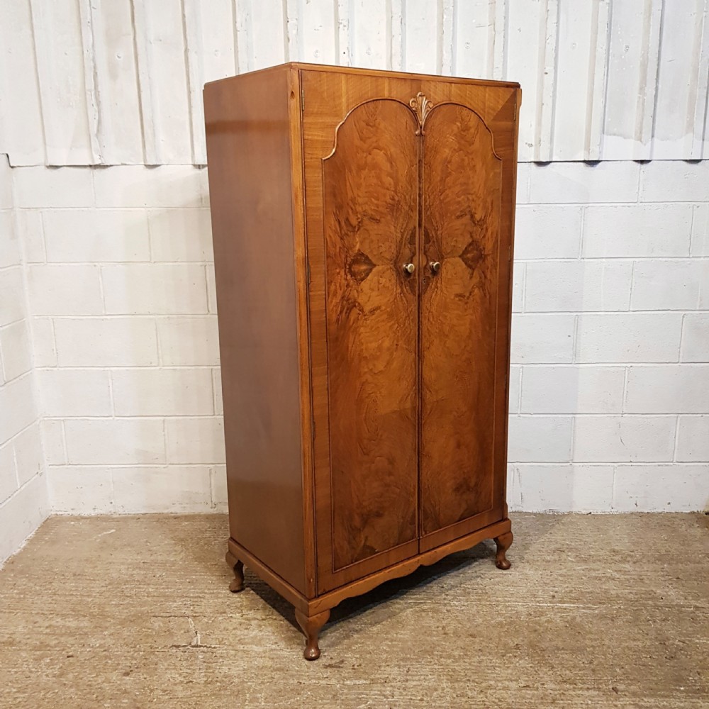 ANTIQUE ART DECO BURR WALNUT GENTLEMANS FITTED WARDROBE C1920 View VI