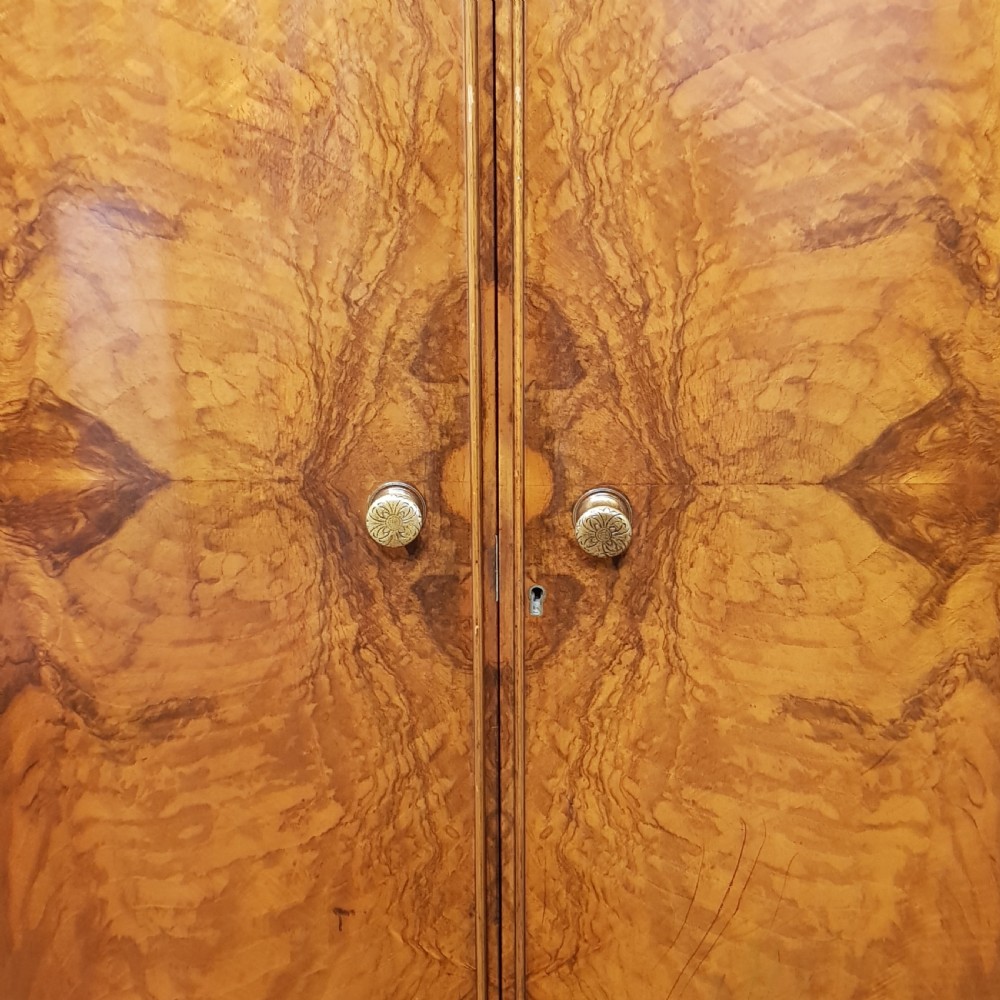 ANTIQUE ART DECO BURR WALNUT GENTLEMANS FITTED WARDROBE C1920 View VII
