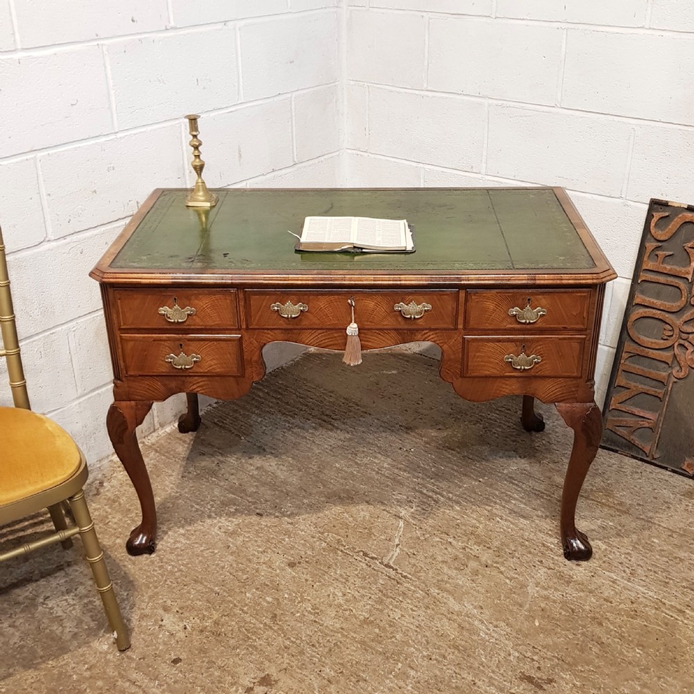 ANTIQUE BURR WALNUT QUEEN ANNE DESK C1920