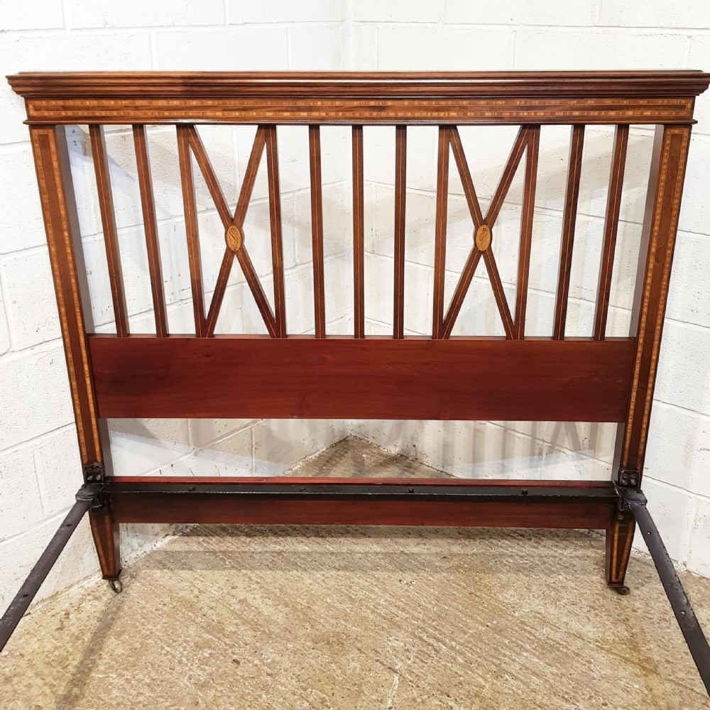 ANTIQUE EDWARDIAN MAHOGANY INLAID DOUBLE BED C1900 View VIII