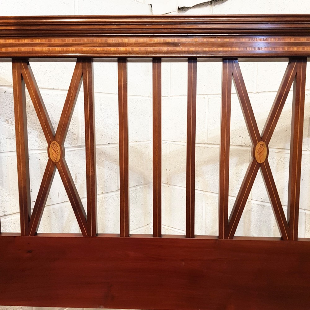 ANTIQUE EDWARDIAN MAHOGANY INLAID DOUBLE BED C1900 View IX