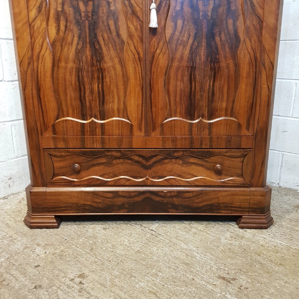 ANTIQUE 18TH CENT BIEDERMEIER BURR WALNUT DOUBLE ARMOIRE C1840 View III
