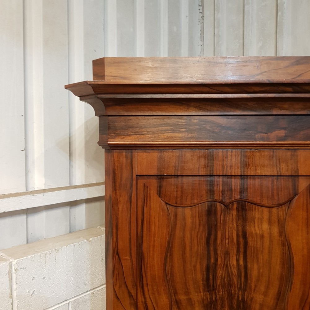 ANTIQUE 18TH CENT BIEDERMEIER BURR WALNUT DOUBLE ARMOIRE C1840 View VI