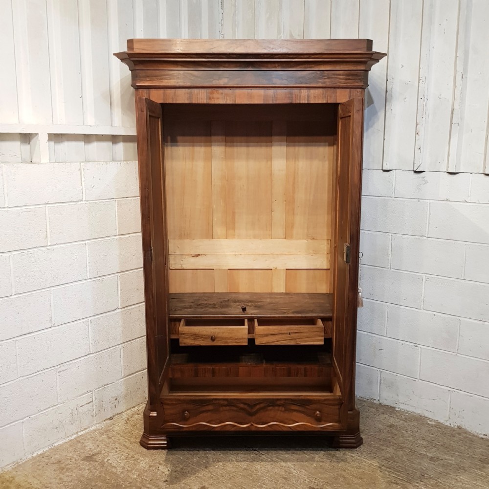 ANTIQUE 18TH CENT BIEDERMEIER BURR WALNUT DOUBLE ARMOIRE C1840 View VIII