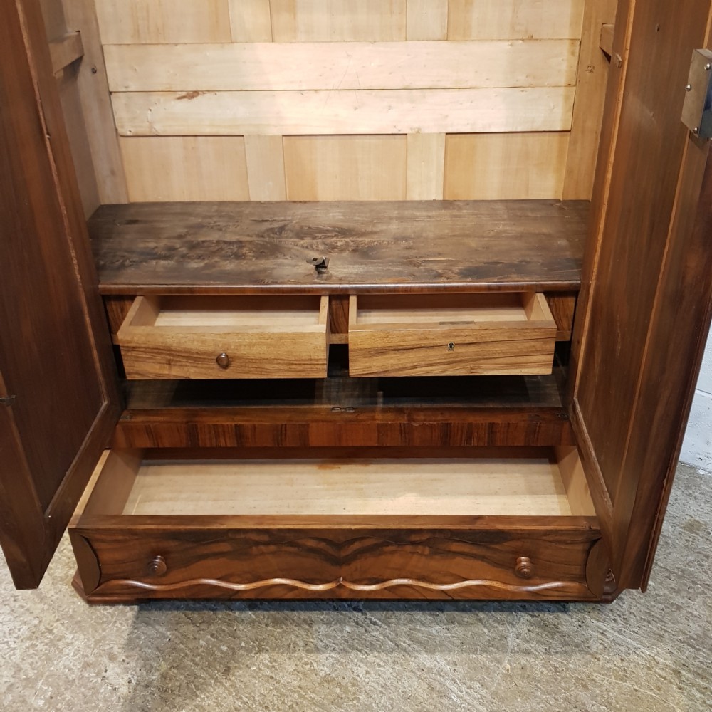ANTIQUE 18TH CENT BIEDERMEIER BURR WALNUT DOUBLE ARMOIRE C1840 View IX