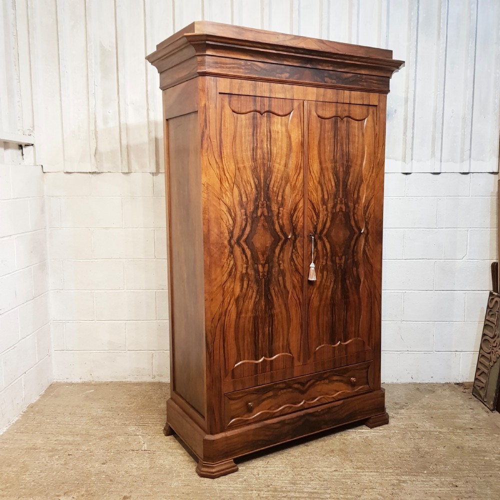ANTIQUE 18TH CENT BIEDERMEIER BURR WALNUT DOUBLE ARMOIRE C1840 View X