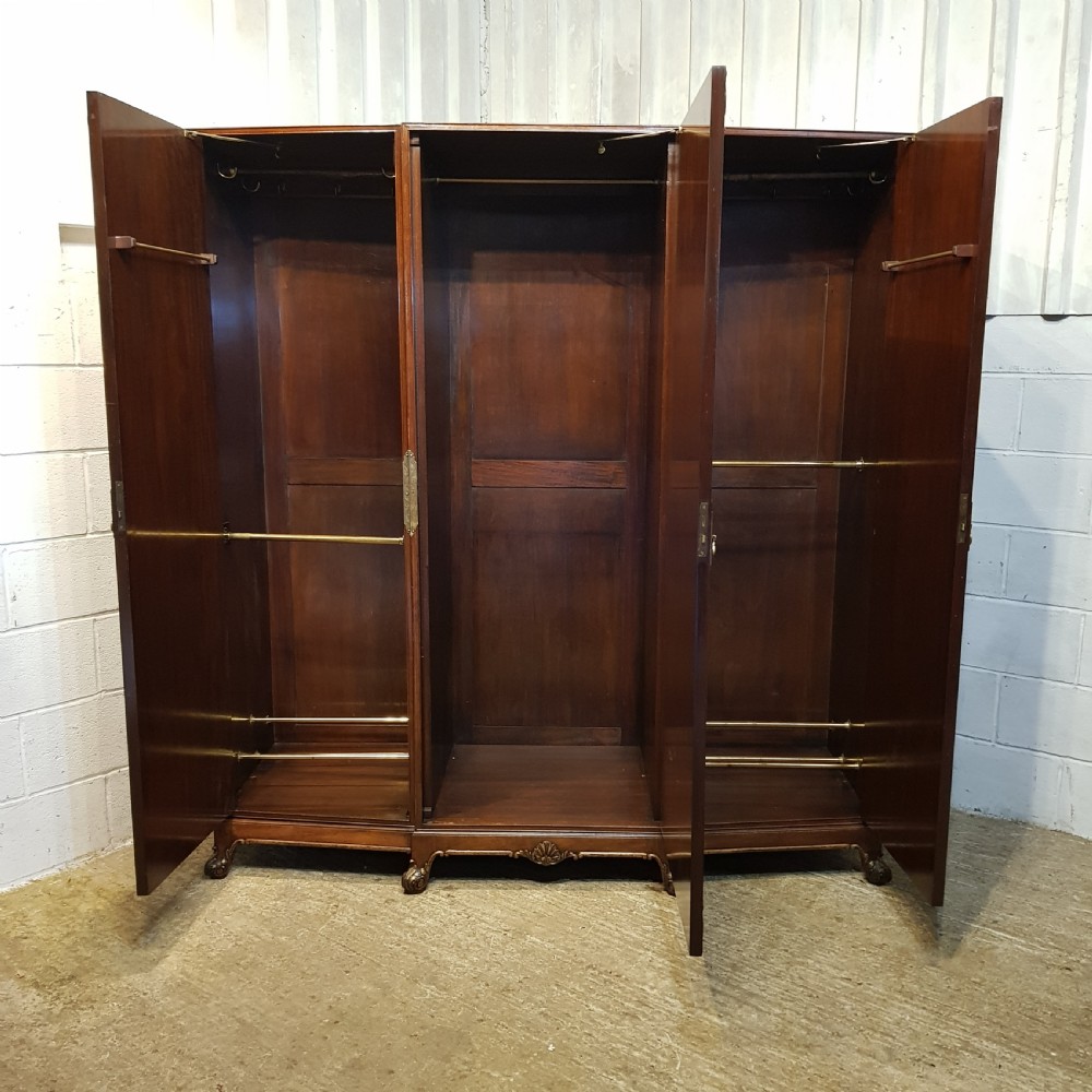 ANTIQUE BURR WALNUT TRIPLE WARDROBE C1920 View III
