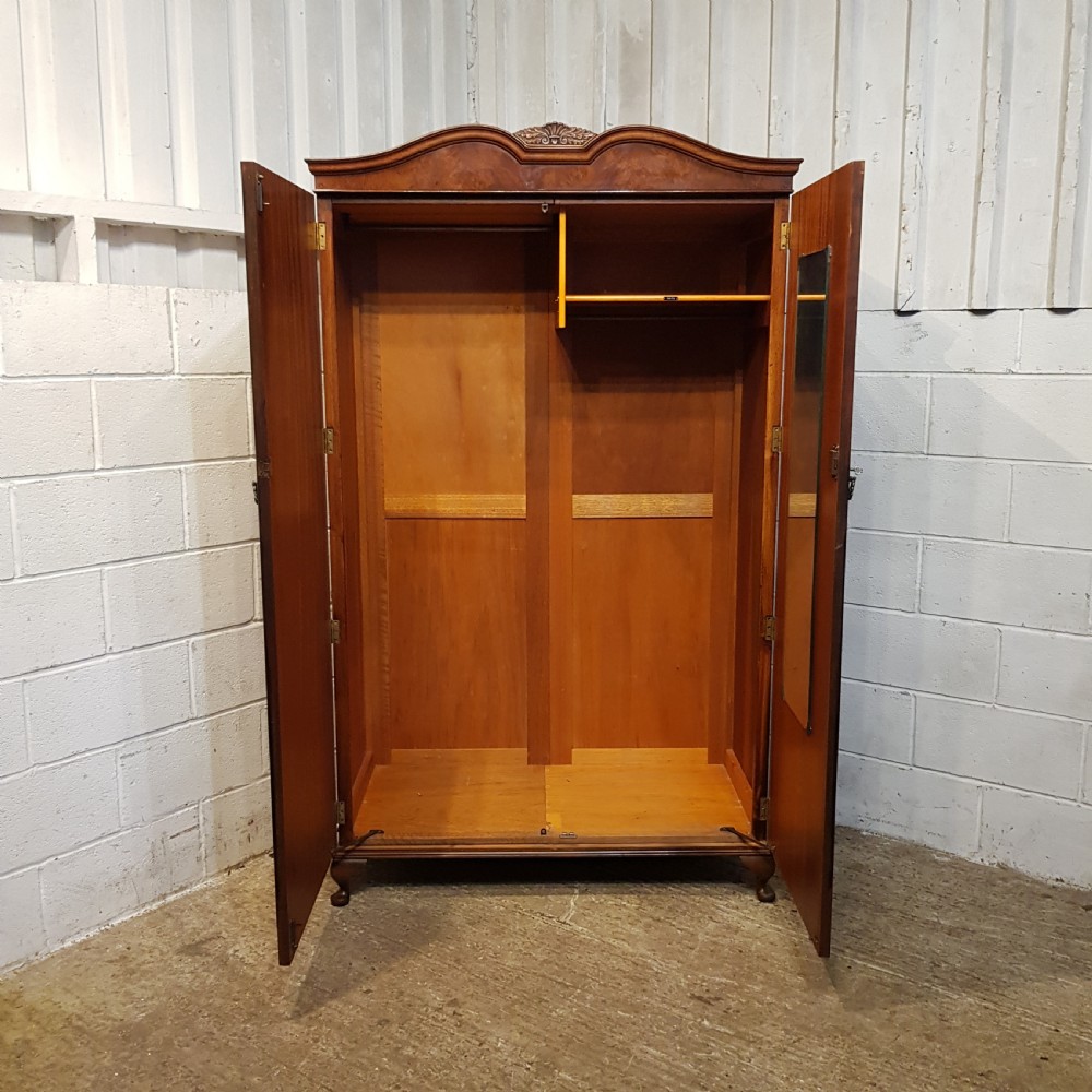AN ANTIQUE BURR WALNUT DOUBLE WARDROBE C1920 View II