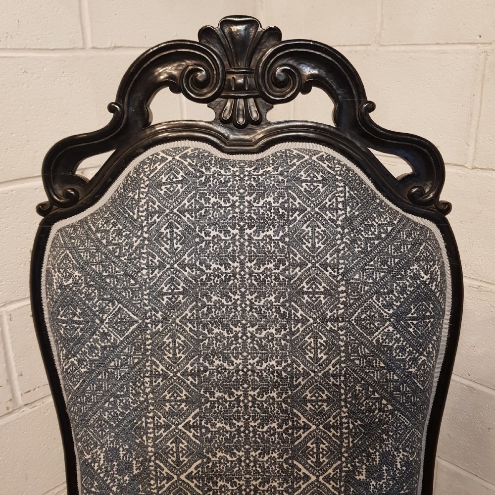 A PAIR OF ITALIAN ANTIQUE EBONISED OPEN HIGH BACK ARM CHAIRS C1900 View III