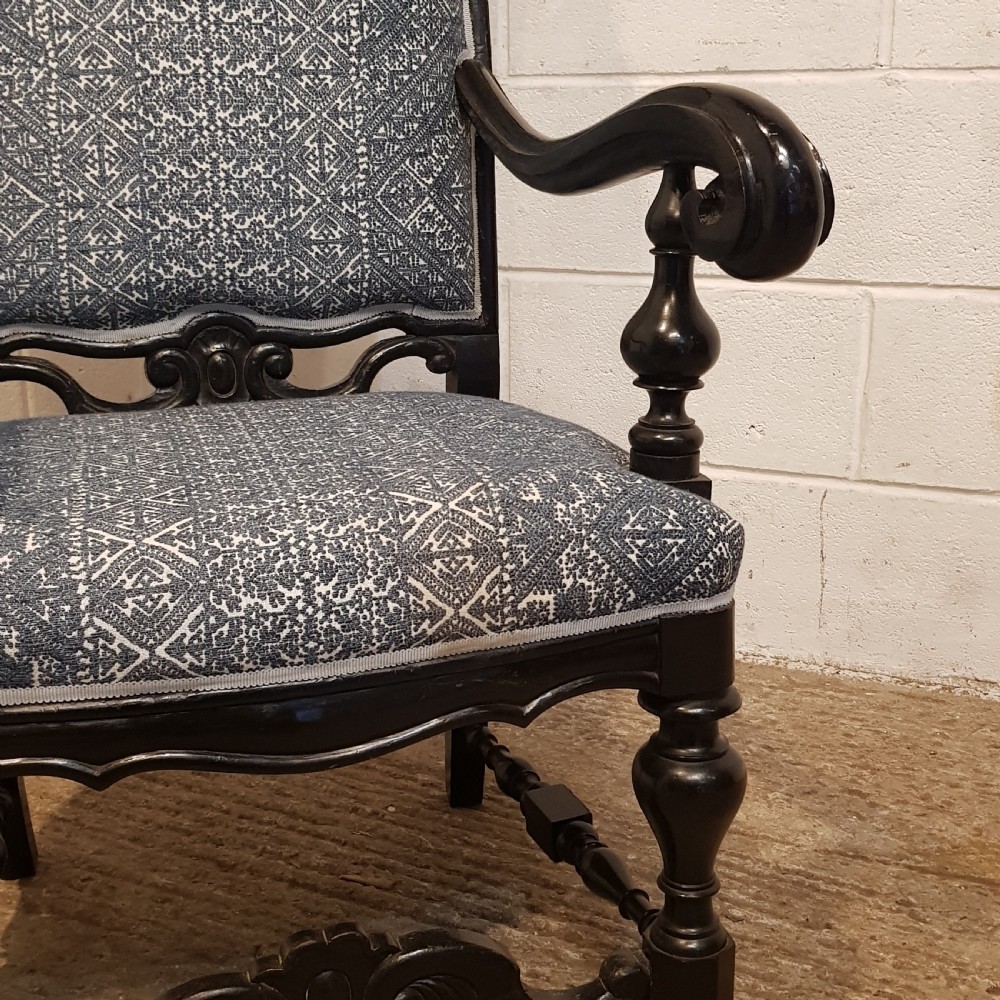 A PAIR OF ITALIAN ANTIQUE EBONISED OPEN HIGH BACK ARM CHAIRS C1900 View VIII