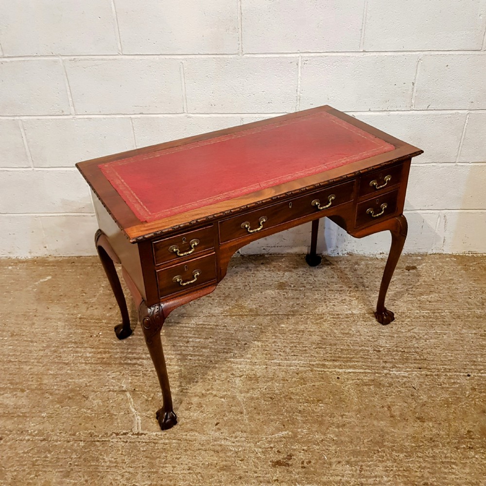 AN ANTIQUE SMALL MAHOGANY EDWARDIAN DESK View VIII