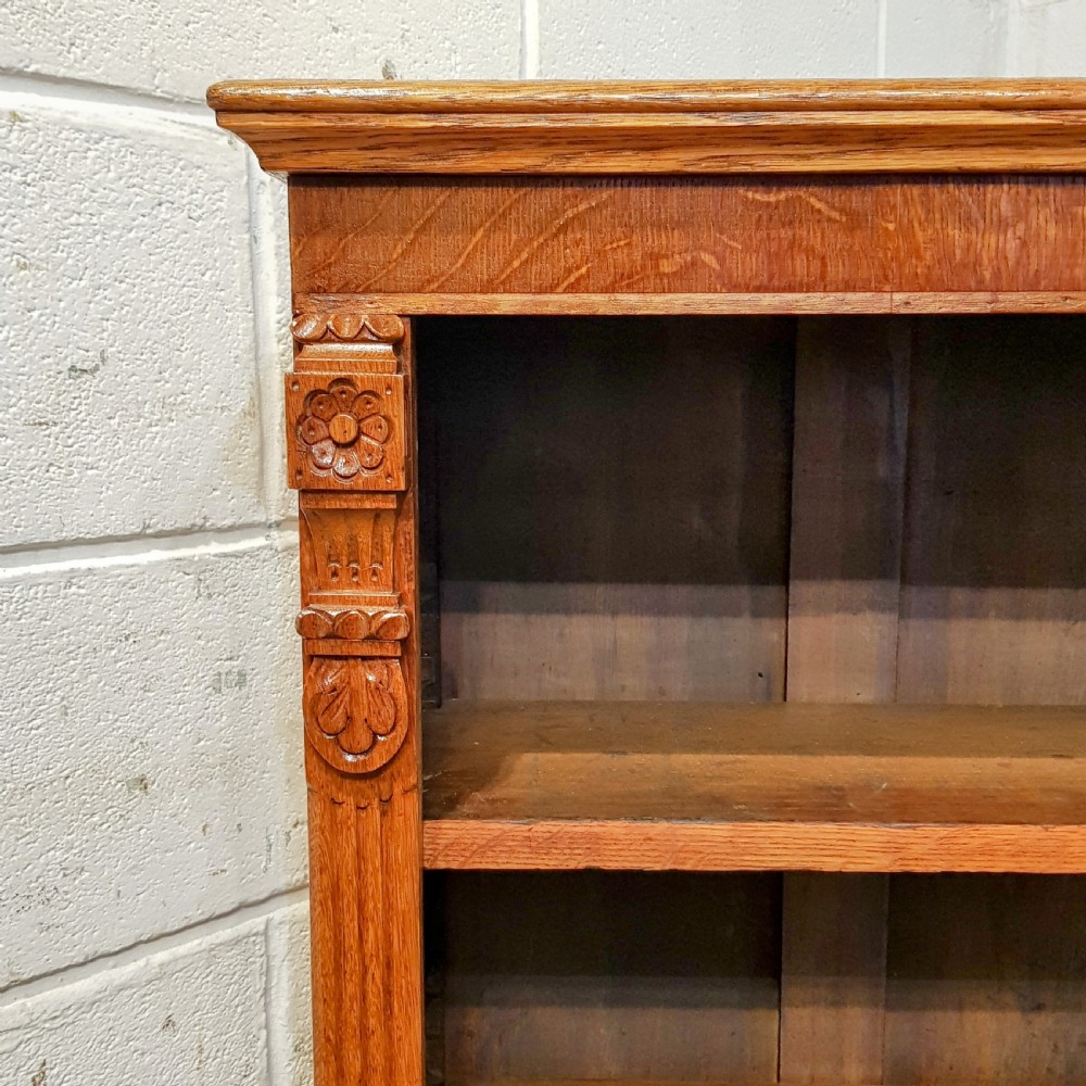 AN ANTIQUE EDWARDIAN OAK OPEN BOOKCASE C1900 View VI