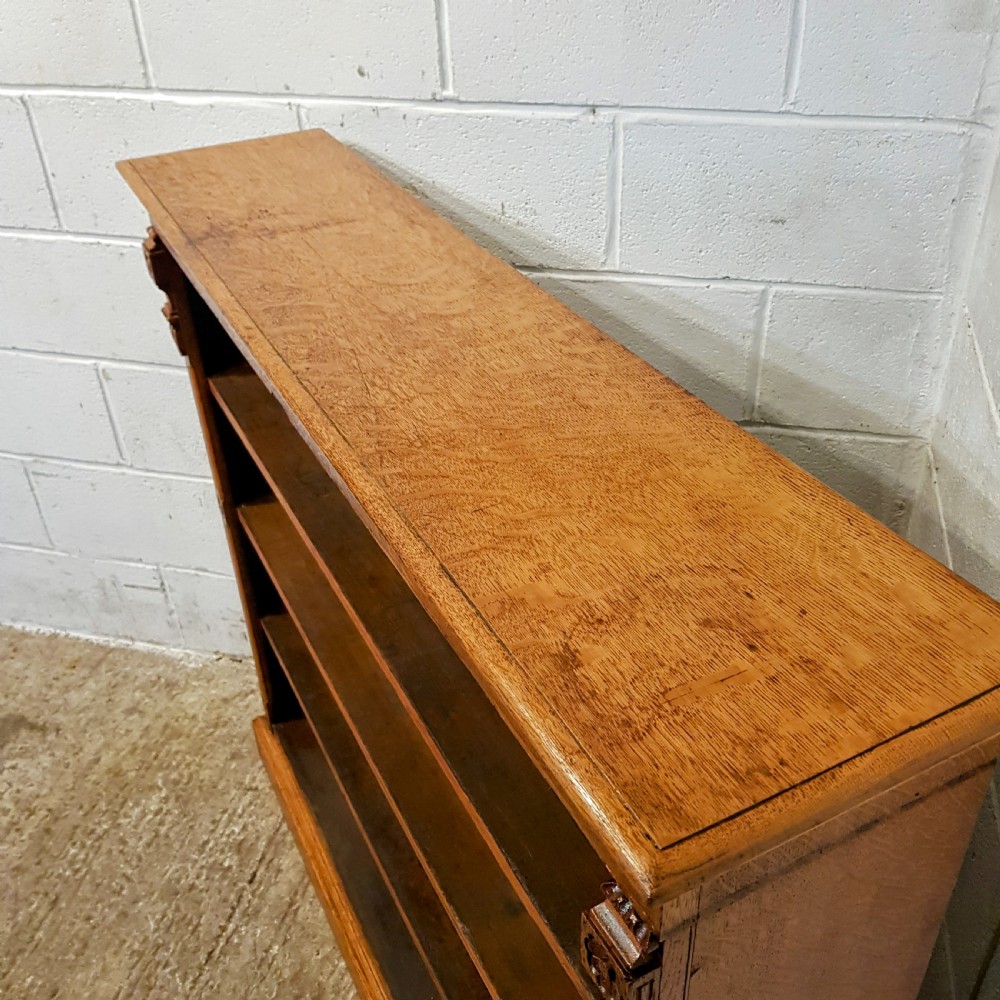 AN ANTIQUE EDWARDIAN OAK OPEN BOOKCASE C1900 View VII