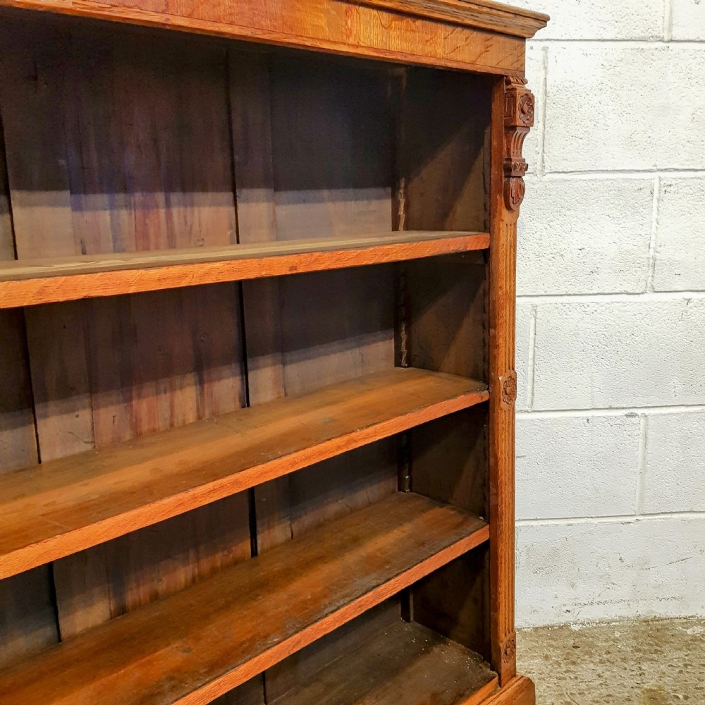 AN ANTIQUE EDWARDIAN OAK OPEN BOOKCASE C1900 View VIII
