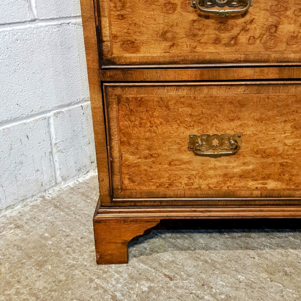 AN ANTIQUE LATE VICTORIAN BURR WALNUT FOUR HEIGHT CHEST OF DRAWERS C1880 View III