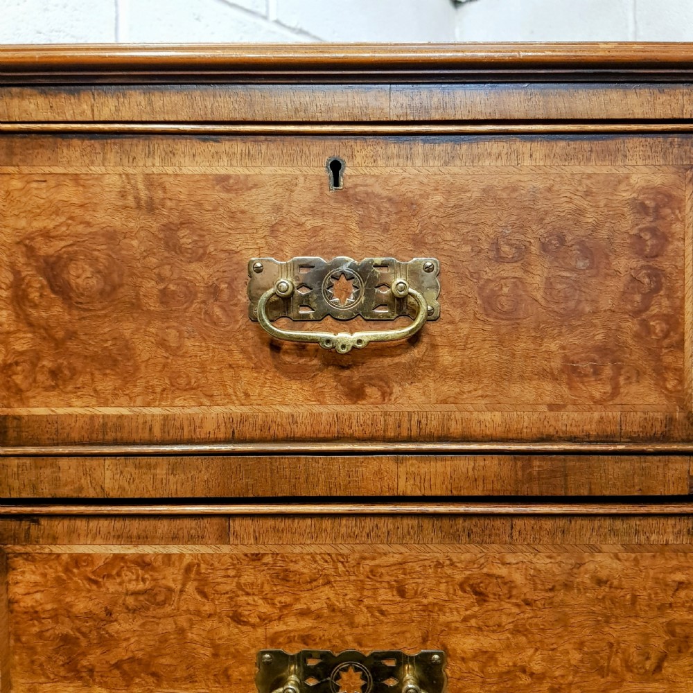 AN ANTIQUE LATE VICTORIAN BURR WALNUT FOUR HEIGHT CHEST OF DRAWERS C1880 View VI