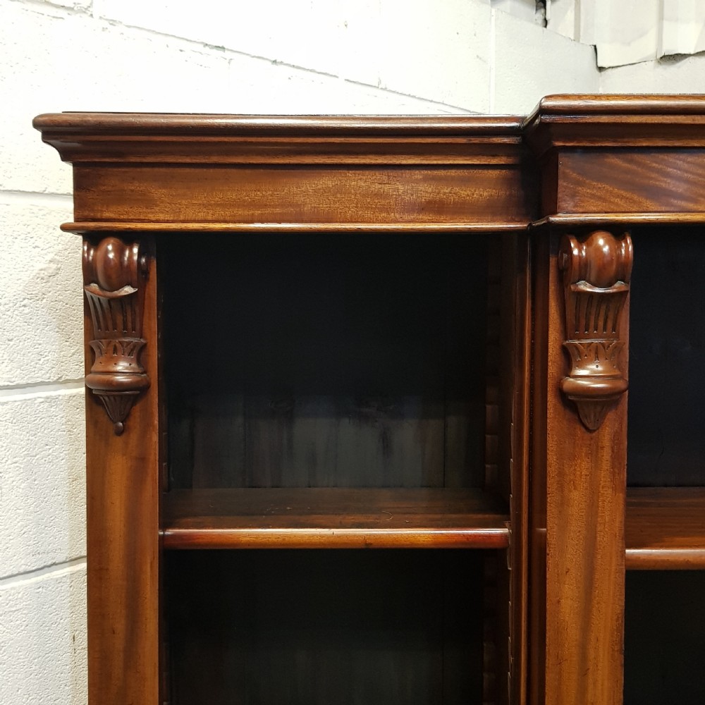 AN ANTIQUE VICTORIAN BREAKFRONT OPEN BOOKCASE C1880 View II