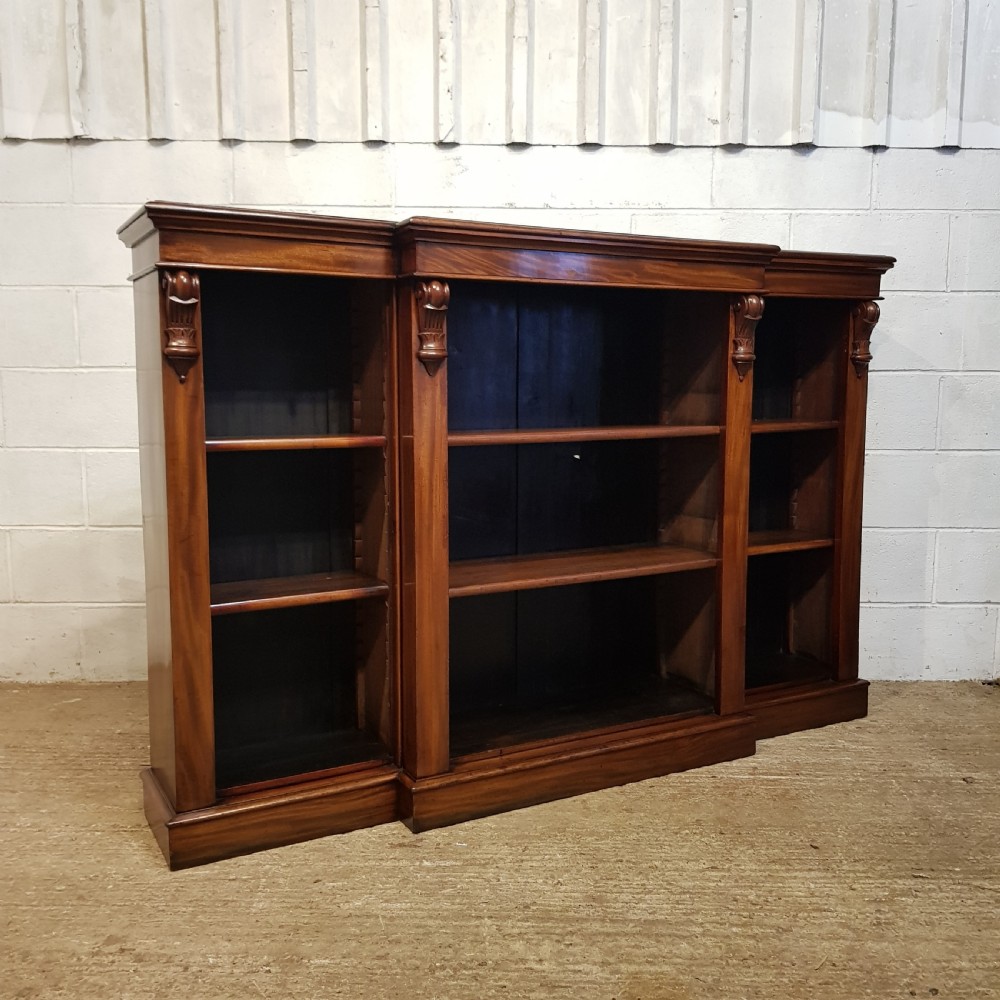 AN ANTIQUE VICTORIAN BREAKFRONT OPEN BOOKCASE C1880 View IV