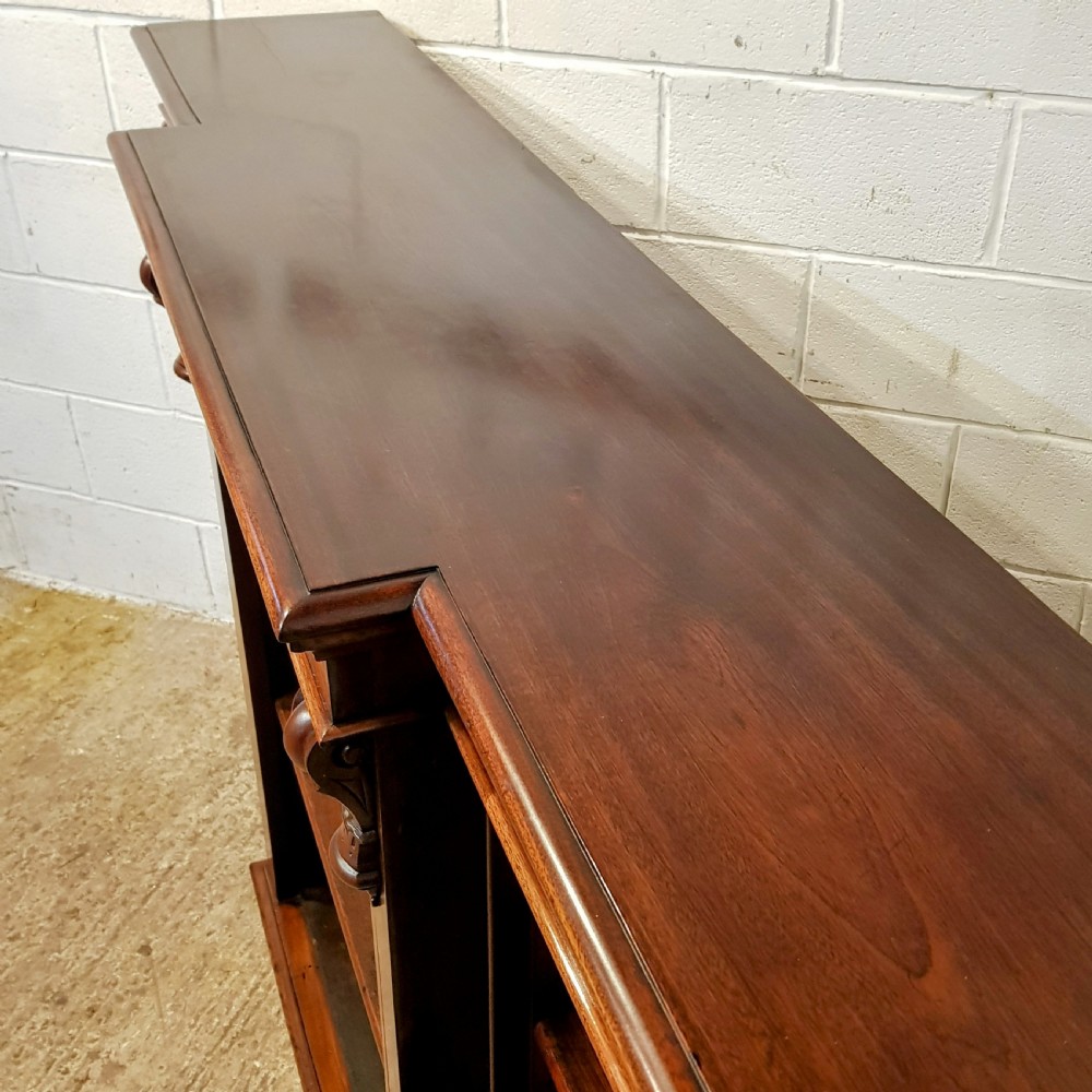 AN ANTIQUE VICTORIAN BREAKFRONT OPEN BOOKCASE C1880 View V