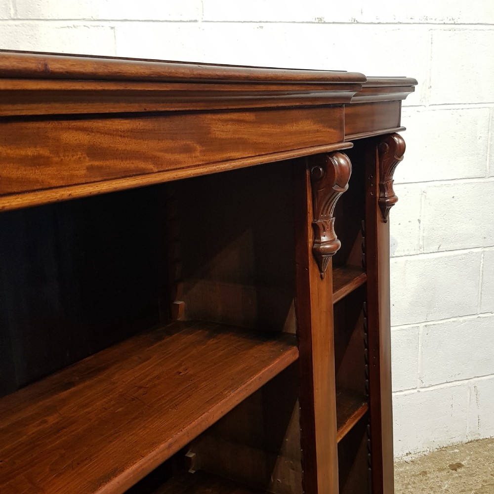 AN ANTIQUE VICTORIAN BREAKFRONT OPEN BOOKCASE C1880 View VI