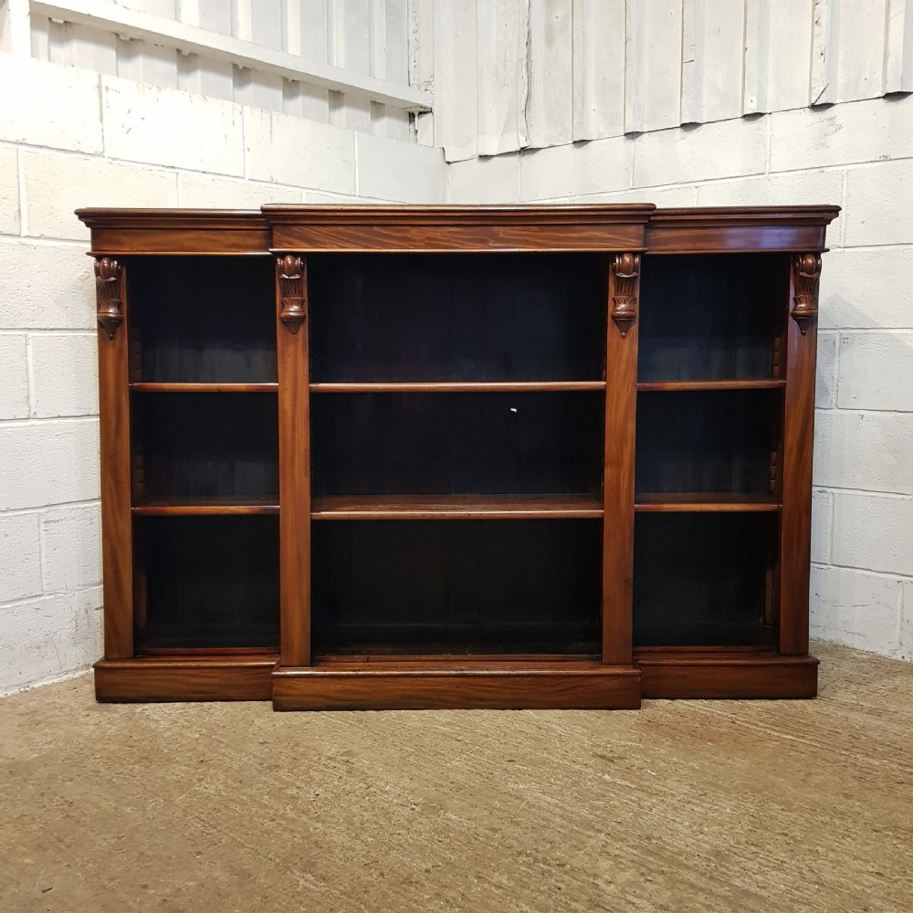 AN ANTIQUE VICTORIAN BREAKFRONT OPEN BOOKCASE C1880 View VIII