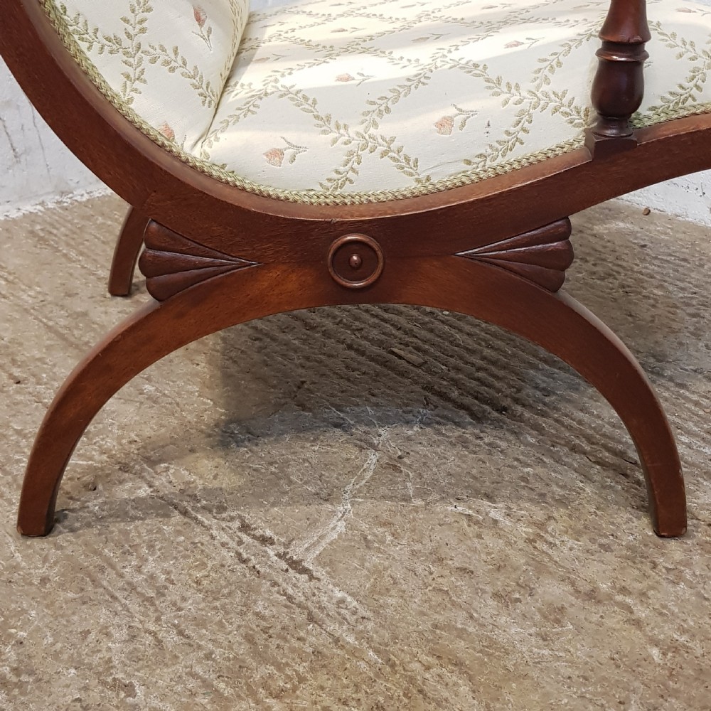 AN ANTIQUE PAIR OF EDWARDIAN X FRAMED CHAIRS C1920 View IV