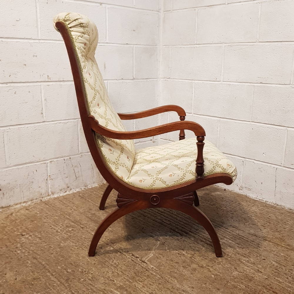 AN ANTIQUE PAIR OF EDWARDIAN X FRAMED CHAIRS C1920 View V