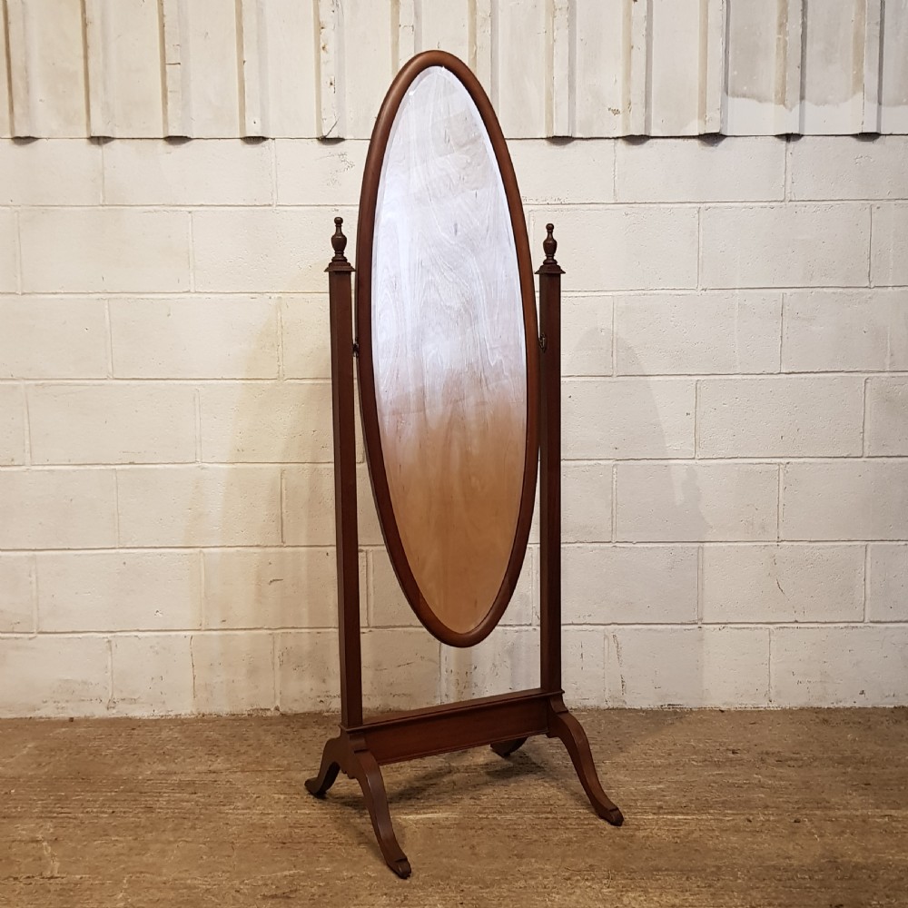 AN ANTIQUE MAHOGANY CHEVAL MIRROR C1910 View IV