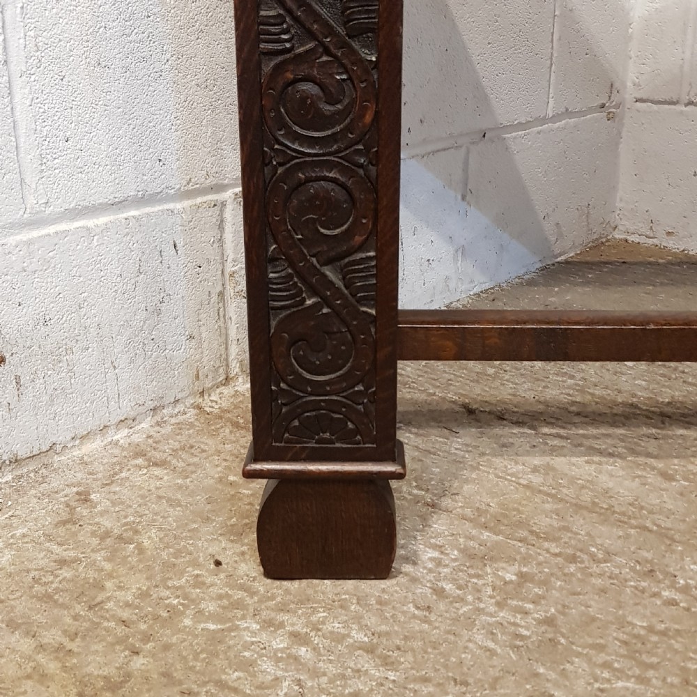 AN ANTIQUE OAK CARVED CONSOLE TABLE C1920 View IX