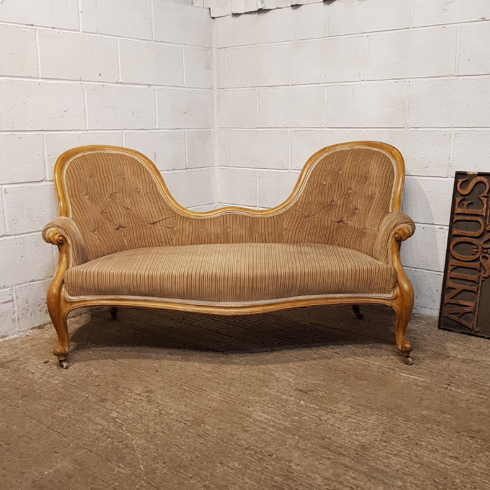 AN ANTIQUE VICTORIAN SATINWOOD SHOW FRAME SOFA C1870