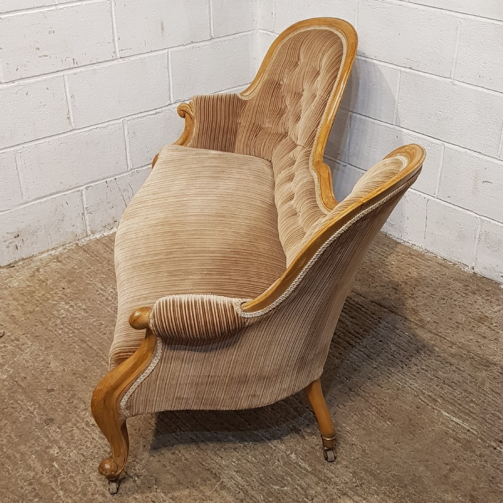 AN ANTIQUE VICTORIAN SATINWOOD SHOW FRAME SOFA C1870 View II
