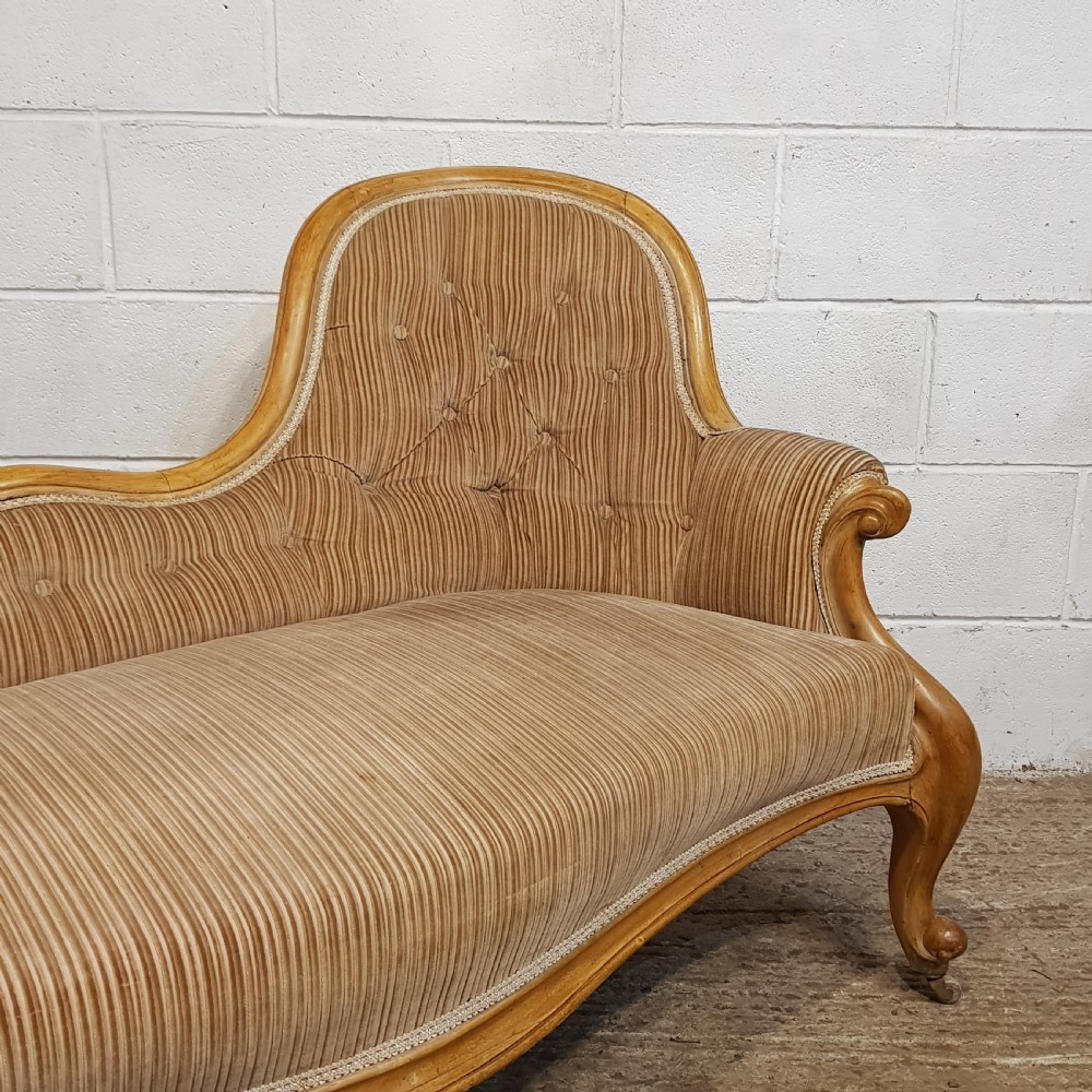 AN ANTIQUE VICTORIAN SATINWOOD SHOW FRAME SOFA C1870 View IV