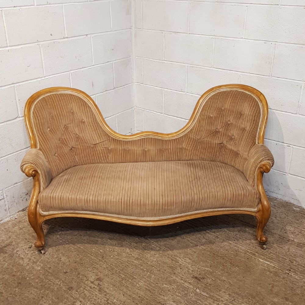 AN ANTIQUE VICTORIAN SATINWOOD SHOW FRAME SOFA C1870 View VI