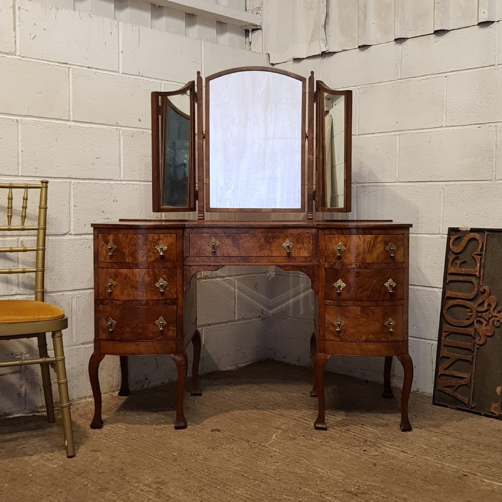 AN ANTIQUE BURR WALNUT DRESSING TABLE C1920