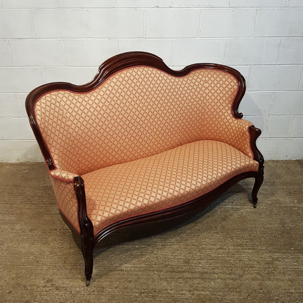 AN ANTIQUE FRENCH VICTORIAN MAHOGANY FRAMED SOFA C1890 View VII